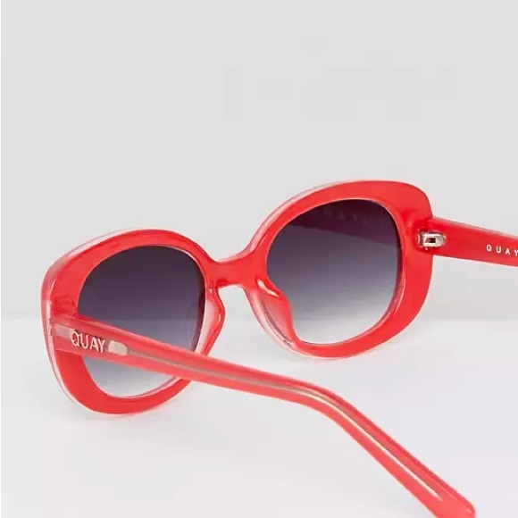 Quay Australia x Desi Perkins Lulu Red Oval Sunglasses - Picture 8 of 11